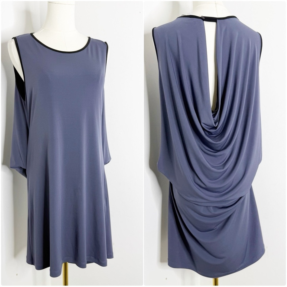 Lauren Vidal Blue Drape Back Mini Dress β Size Large